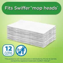 Stack of white wet mopping cloths, 12 count
