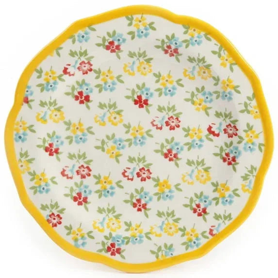 The Pioneer Woman Timeless Floral & Retro Dot 12-Piece Dinnerware Set, Multicolor