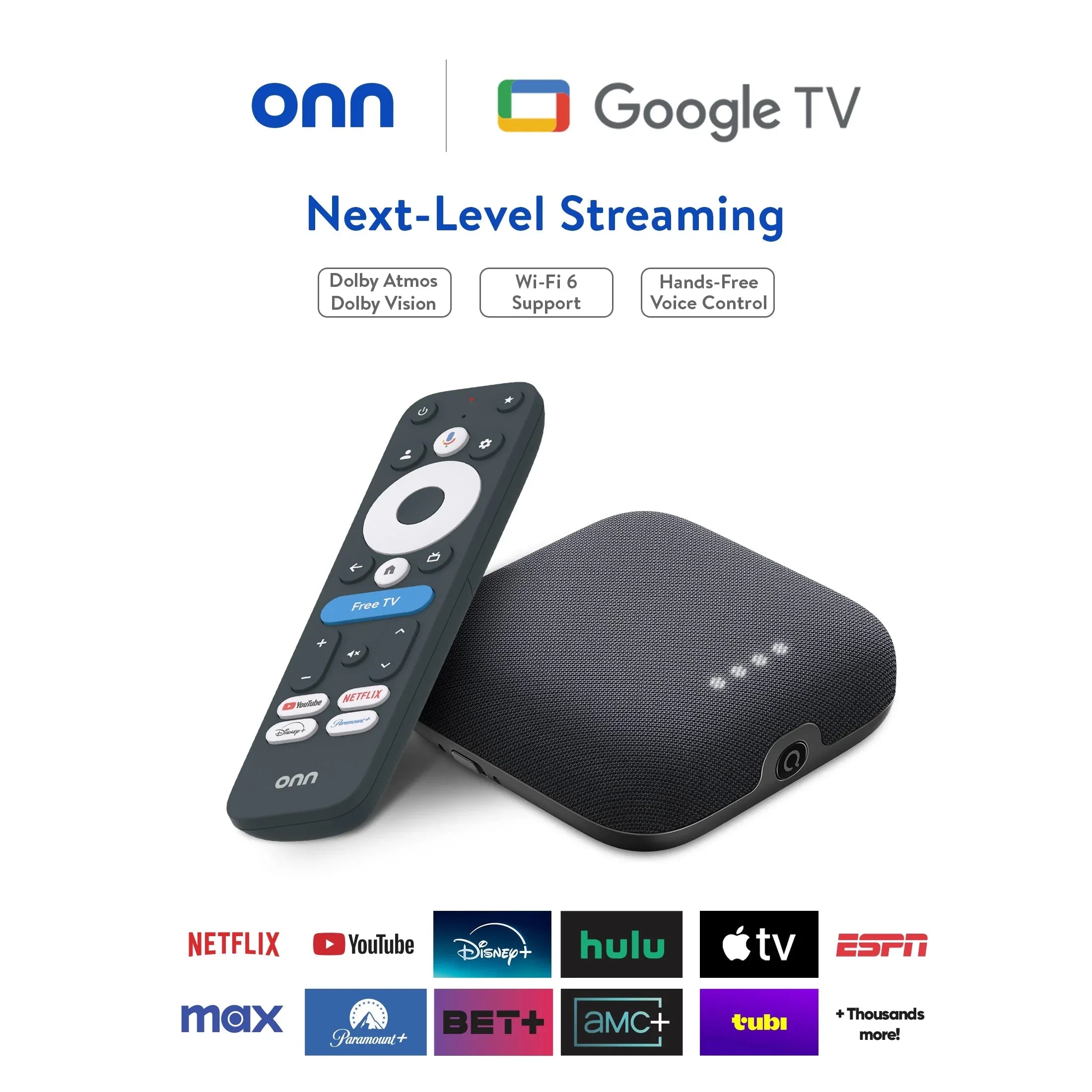onn 4K Pro Streaming Device, Google TV with Gemini* - Ultra-fast Streaming, Stunning 4K UHD, 32GB Storage, 3GB RAM, Dolby Vision & Atmos, Find My Remote with Backlight, Ethernet Port - USA MEGA SHOP