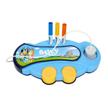 Bluey-themed light-up stamper base with two yellow stamp discs and three ink tubes