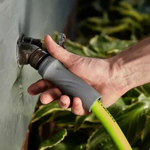 Garden lead-in hose with swivelgrip handle, gray nozzle and lime-green hose