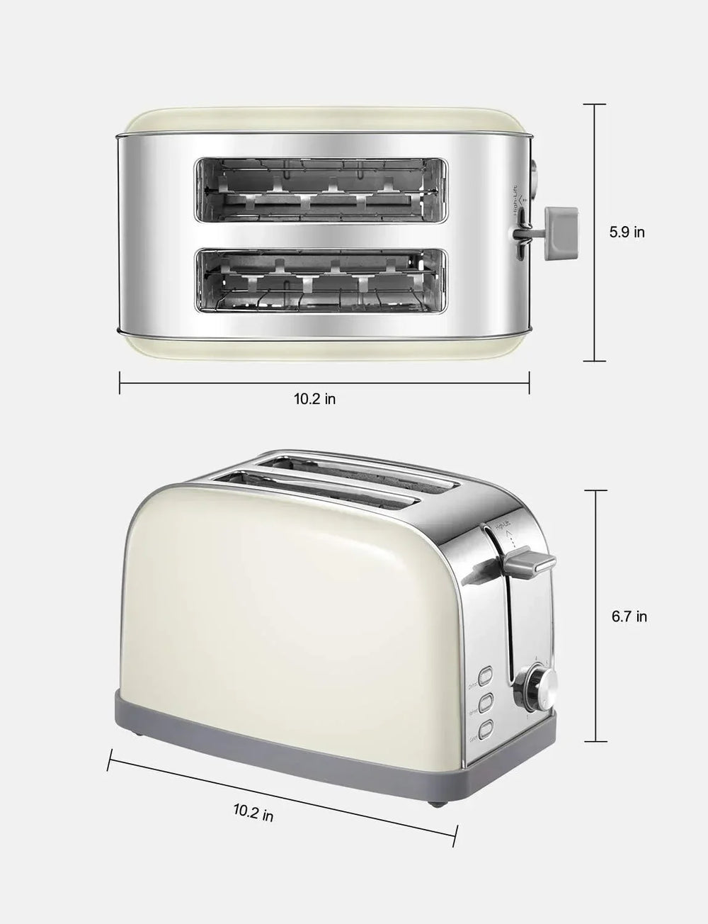 Toaster, Retro Bagel Toaster Toaster with 7 Bread Shade Settings, 2 Extra Wide Slots, Defrost/Bagel/Cancel Function, Removable Crumb Tray, Stainless Steel Toaster by Yabano, Silver - USA MEGA SHOP