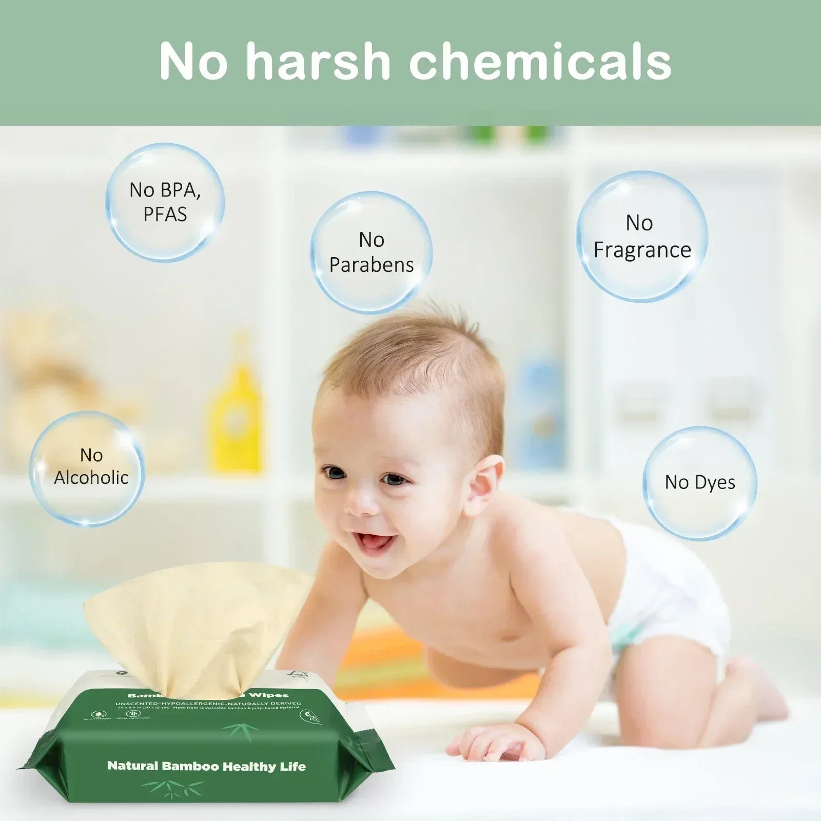 QingYa Bamboo Flushable Wet Wipes with Aloe, 360 Wipes (6 Packs) , Unbleached - USA MEGA SHOP