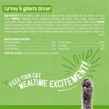 Purina Friskies turkey & giblets dinner ingredients and guaranteed analysis panel