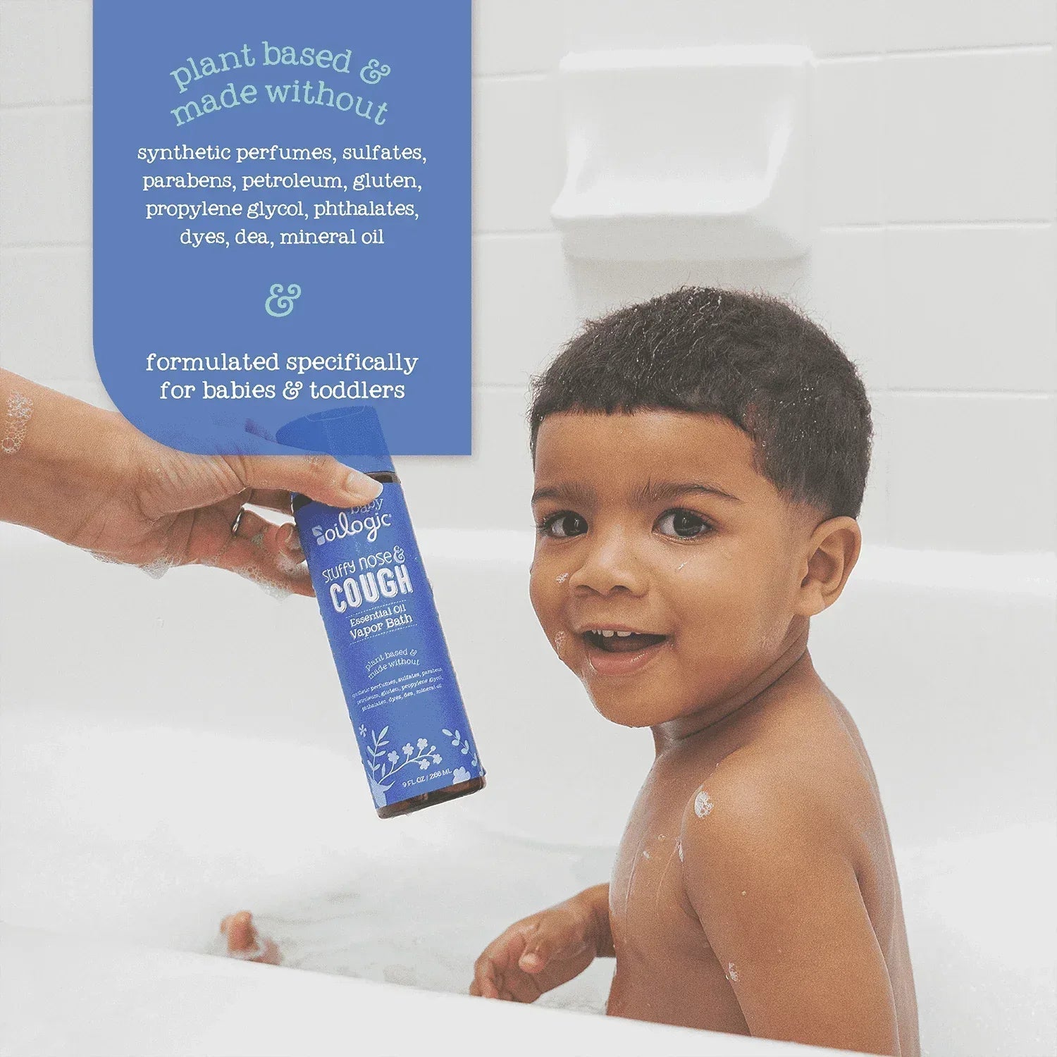 Oilogic Stuffy Nose & Cough Essential Oil Vapor Bath for Baby, 9 oz