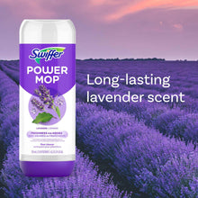 Swiffer Power Mop refill solution bottle with lavender-scent label and purple base