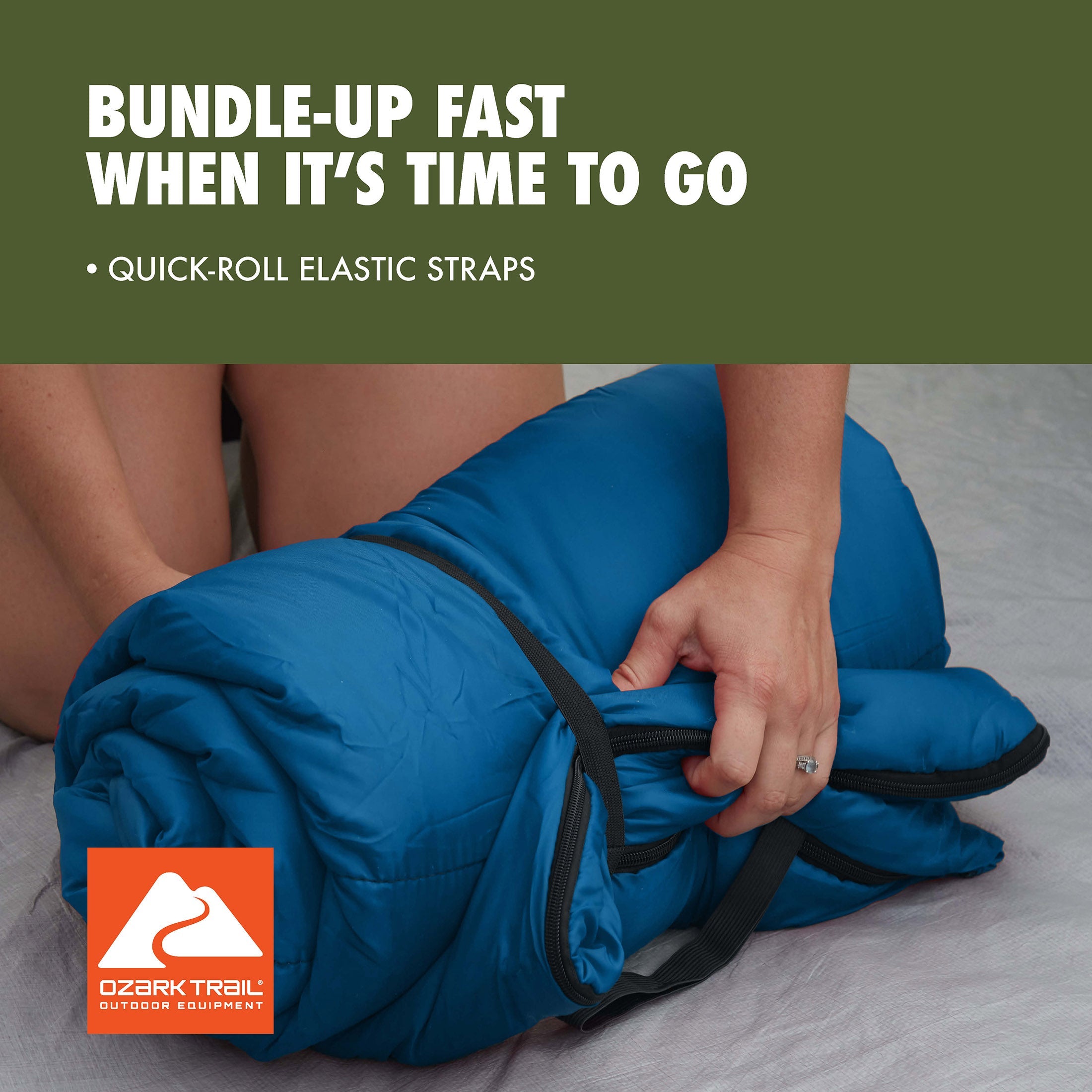 Ozark Trail 35°F Cool Weather Rectangular Sleeping Bag with Recycled Polyester and ZIP SHIELD