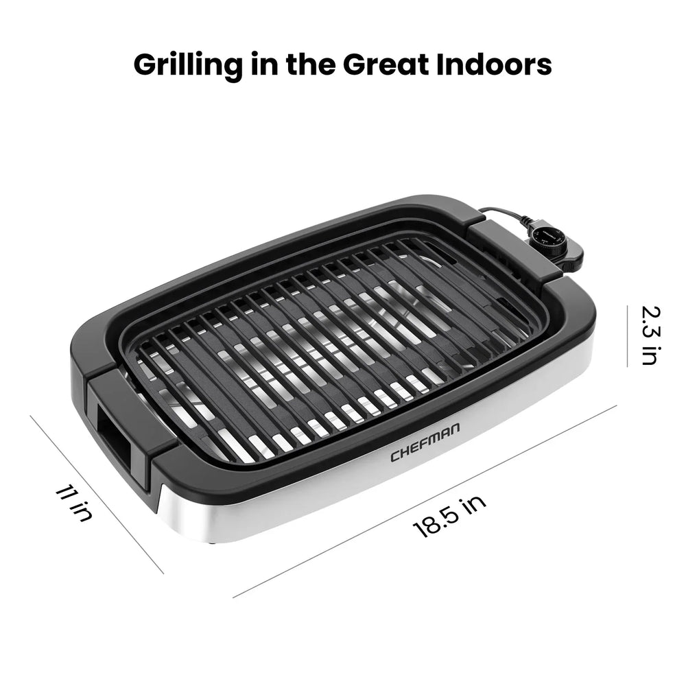 Chefman 6 Serving Electric Indoor Grill, w/ Temperature Control, Smokeless, Stainless Steel - USA MEGA SHOP