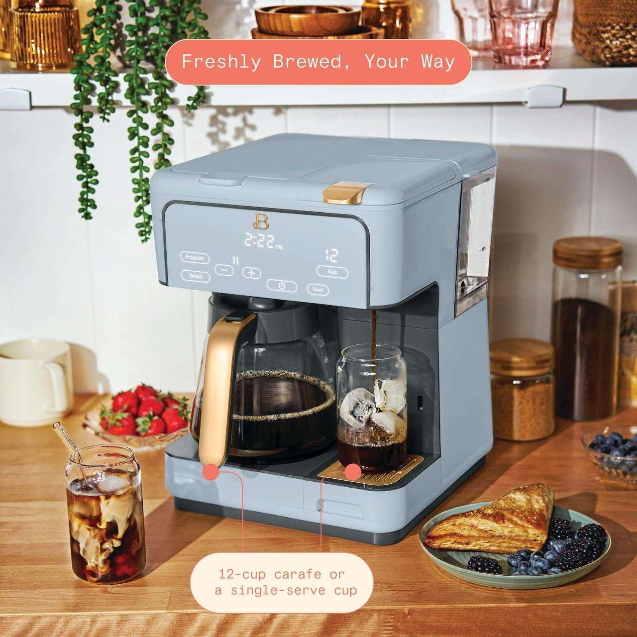 Beautiful Multi-Brew 12-Cup Programmable Drip & Single-Serve Coffee Maker, White Icing by Drew Barrymore