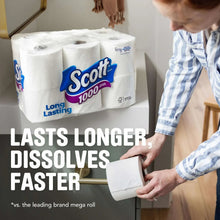Scott 1000 Long Lasting toilet paper rolls placed in a bathroom cabinet