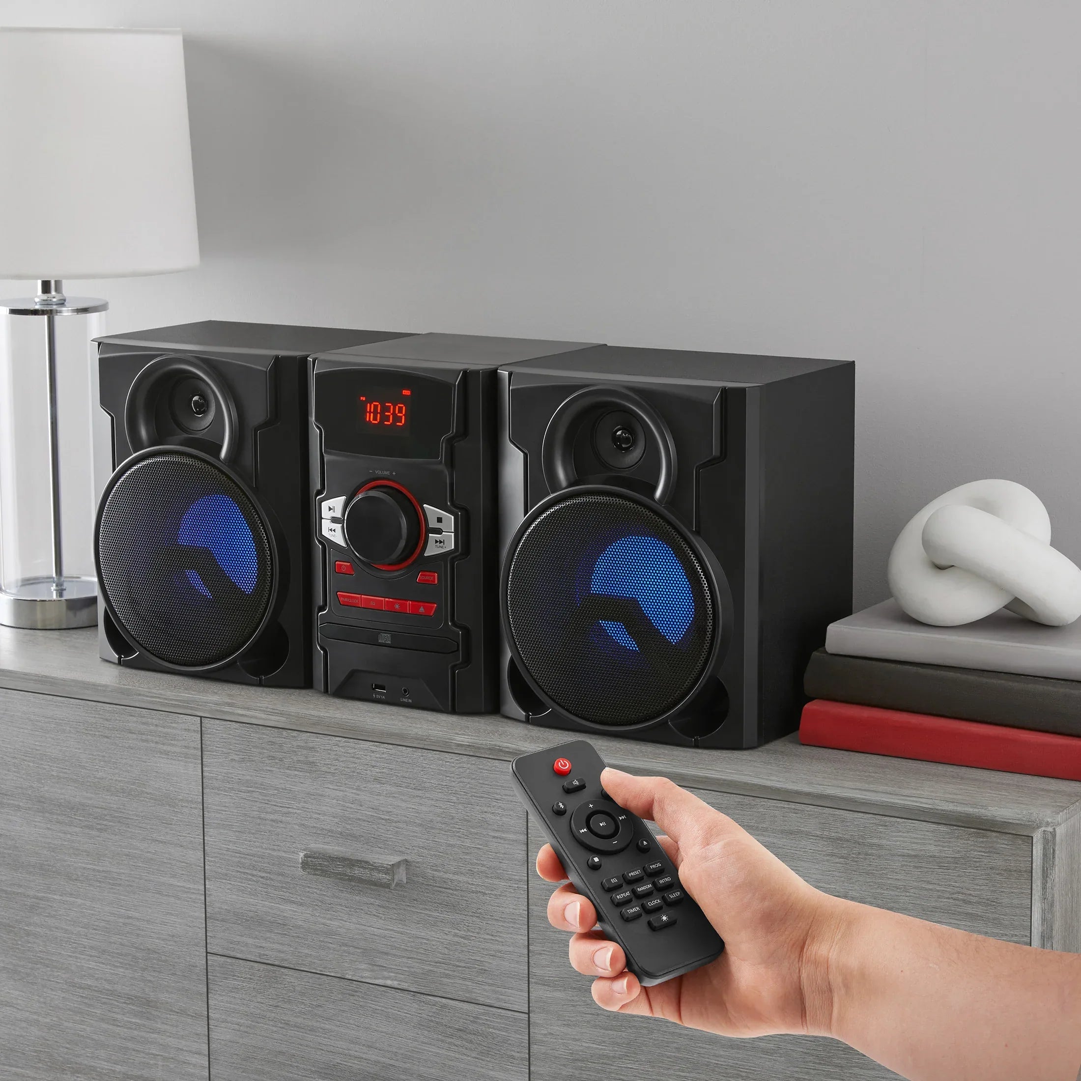 Onn. 100W CD Stereo System with Bluetooth and USB Charging Port