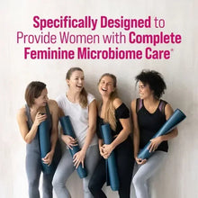 Culturelle Women’s Healthy Balance probiotic capsules shown with four women holding canisters