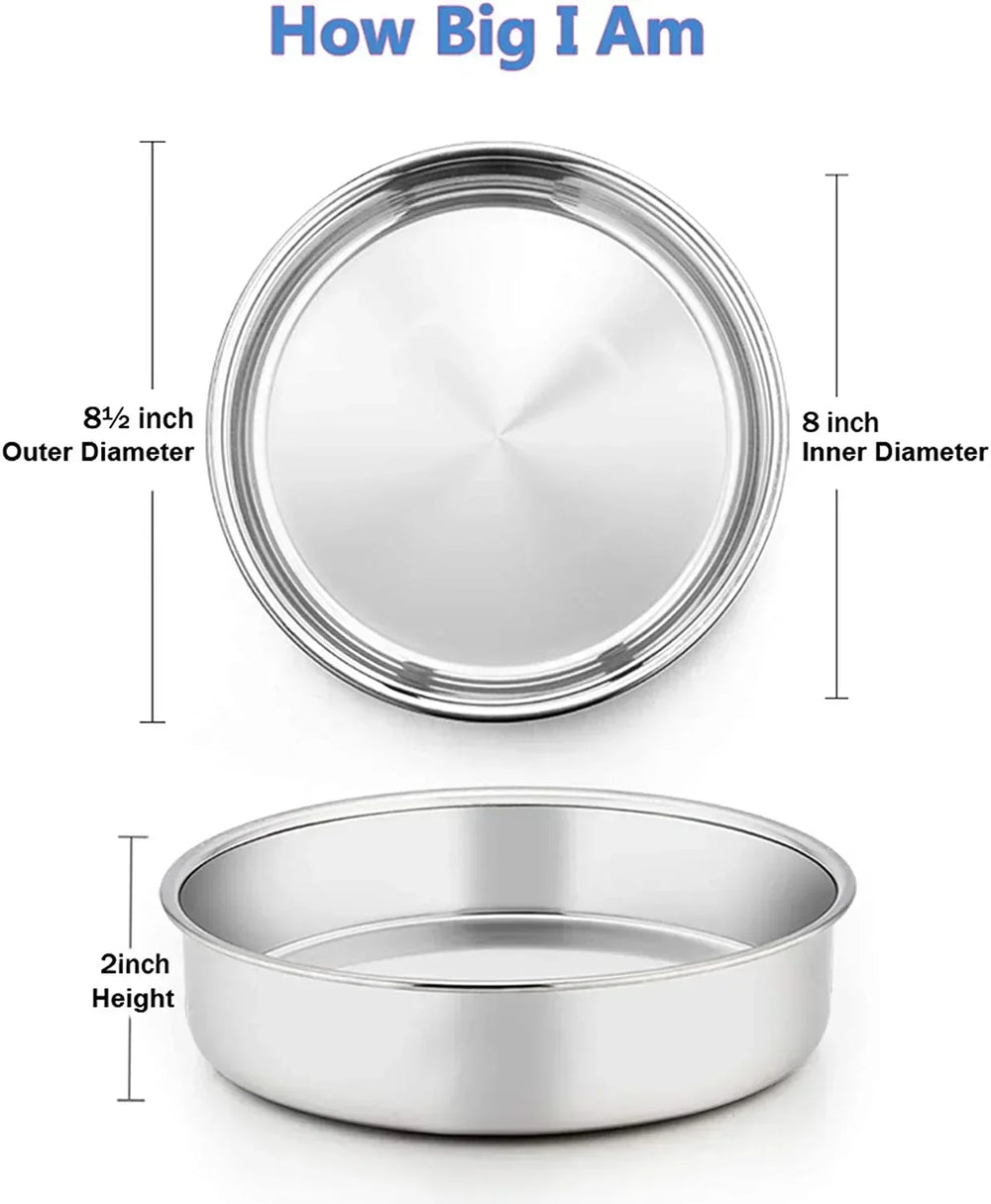 Vesteel Cake Pan, Stainless Steel Round Layer Cake Baking Pans, Non-Toxic & Healthy, Mirror Finish & Dishwasher Safe - USA MEGA SHOP