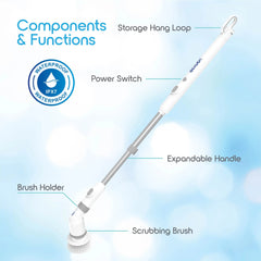 Ionvac Scrub It Electric Spin Scrubber, Multi-surface Rechargeable Cordless Scrub Brush with 9 Cleaning Brush Heads