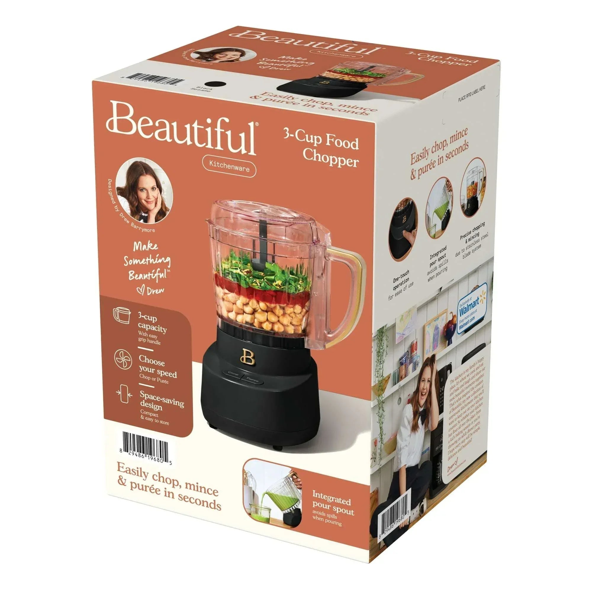 Beautiful 3-Cup Food Chopper, White Icing by Drew Barrymore