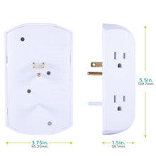 White grounded wall outlet tap with plug face and side mounting plug