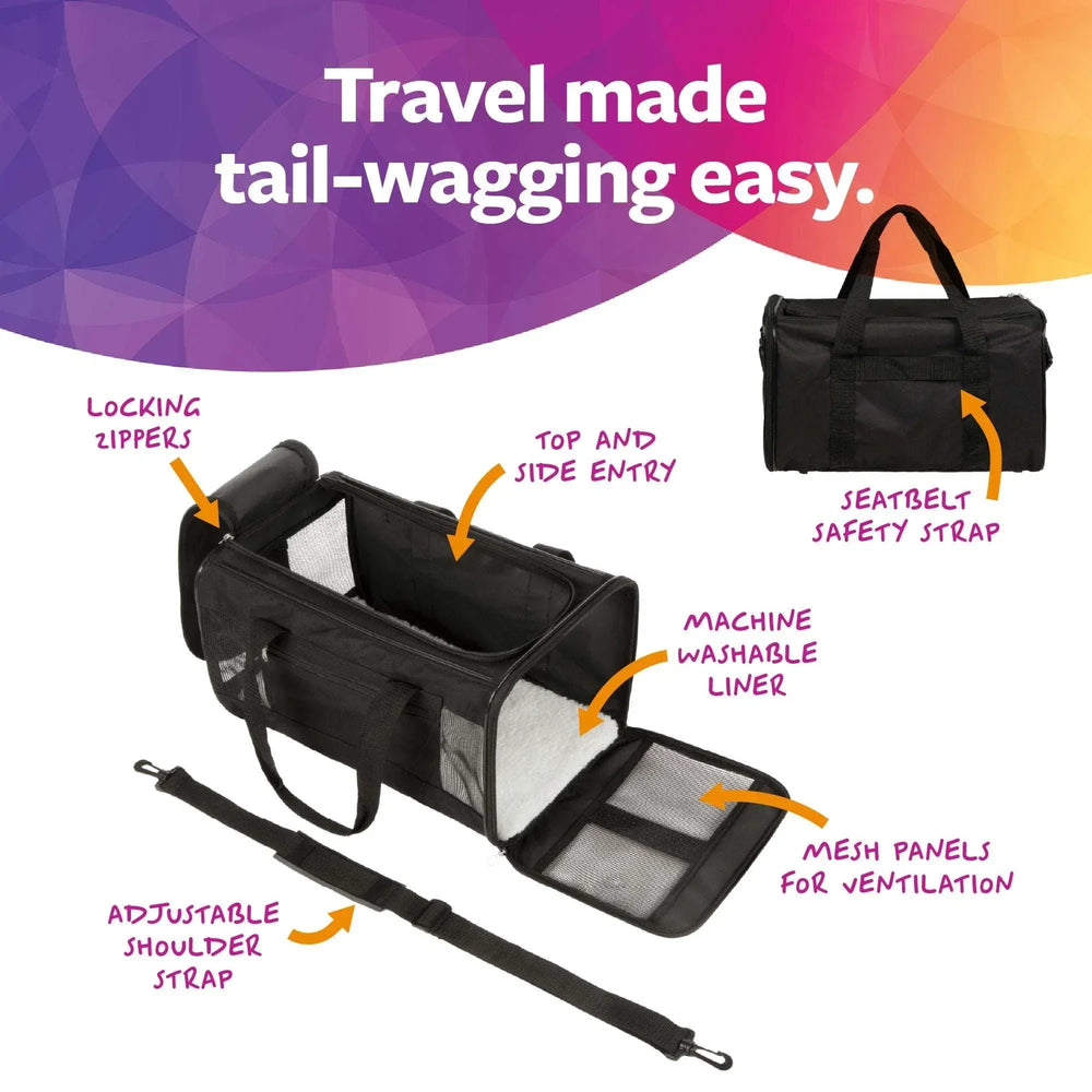 TrustyPup Easy Explorer Medium Guaranteed On-Board Travel Pet Carrier, Black, 16 lb Limit - USA MEGA SHOP