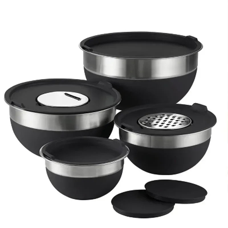 Tramontina 10-Piece Stainless Steel Mixing Bowls, Covers & Graters Included (Assorted Colors)