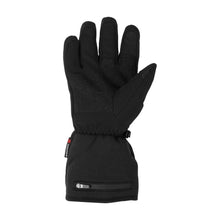 Black softshell gloves with perforated palm, wrist strap, and pocket zipper