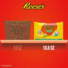 Reese's candy assortment with bags showing 9.9 oz and 10.8 oz sizes