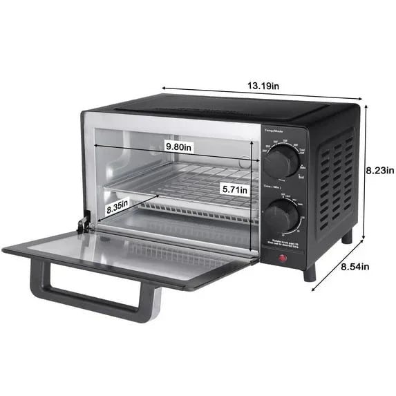 Mainstays 4-Slice Countertop Toaster Oven with 3 Settings, Includes Baking Rack and Pan, Black, New - USA MEGA SHOP