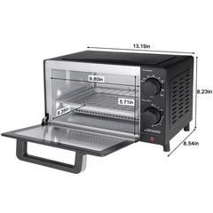 Mainstays 4-Slice Countertop Toaster Oven with 3 Settings, Includes Baking Rack and Pan, Black, New - USA MEGA SHOP