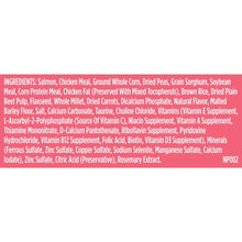 Dry dog food ingredients list panel on packaging
