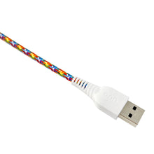 onn braided Lightning to USB-A cable, rainbow braid with white USB-A end
