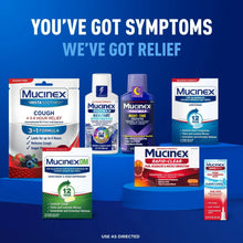 Mucinex cold and flu caplet packages lineup with different symptom formulas