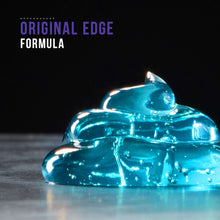Blue shave gel blob with glossy, beaded texture