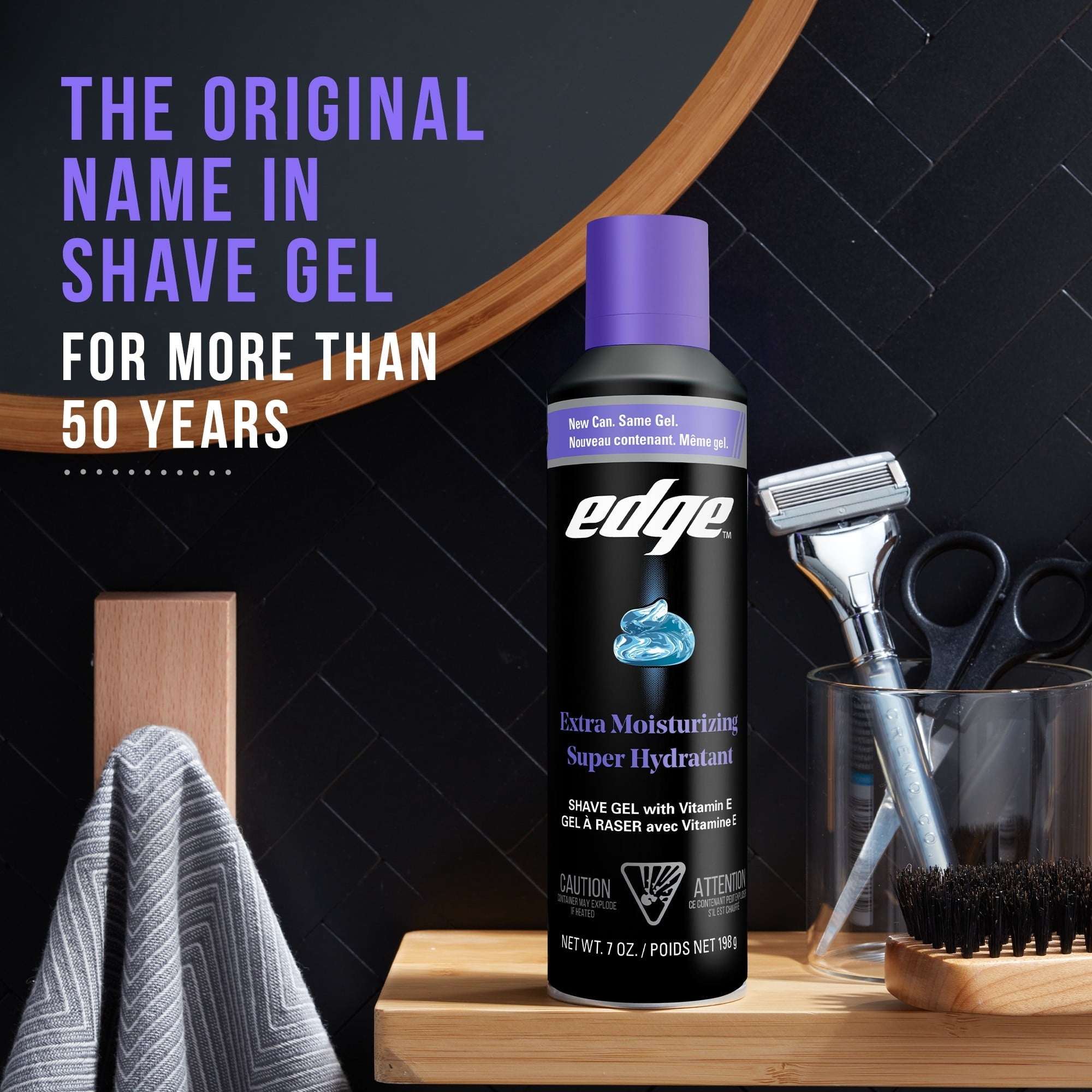 (3 pack) Edge Extra Moisturizing Shave Gel with Vitamin E, Hydrating Shaving Gel for Smooth Razor Glide and Skin Comfort, 7 oz