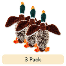 Dog plush duck toys, 3-pack set with brown wings and green head