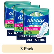 Always Ultra Thin pads with wings, size 2, 3-pack multipack with pad shown