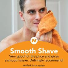Disposable razor shave with a towel held near the man's face