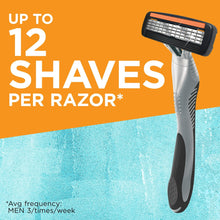Disposable razor with 4 blades and gray ergonomic handle