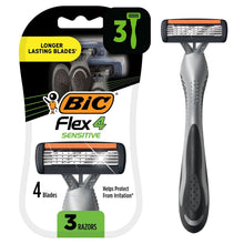 BIC Flex 4 Sensitive disposable razor with 4 blades and ergonomic gray handle