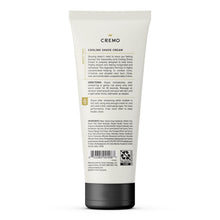 Shave cream tube back view with ingredient and usage information