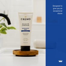 Cooling shave cream tube with Refreshing Mint label