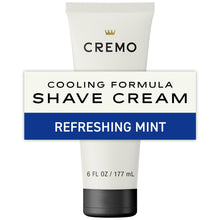 Shave cream tube with blue band reading Refreshing Mint and Cooling Formula