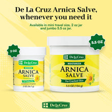 De La Cruz Arnica Salve moisturizer jar sizes shown: 2 oz and 5.5 oz