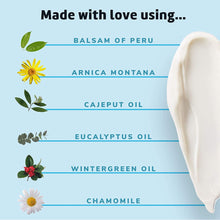 Arnica Salve moisturizer jar beside ingredient list: arnica montana and essential oils
