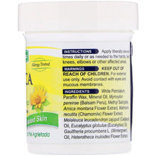 De La Cruz Arnica Salve moisturizer jar back with instructions, warnings, and ingredients