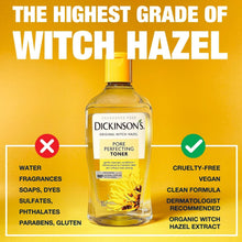 Dickinson's pore perfecting witch hazel toner bottle with yellow cap