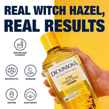 Dickinson's pore perfecting witch hazel toner bottle held in hand with yellow cap