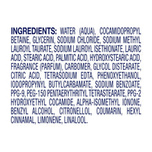 Dove hand wash ingredients list text on label