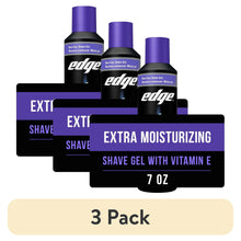 3 pack extra moisturizing shave gel bottles with Vitamin E, purple caps