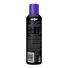 Extra moisturizing shave gel bottle with Vitamin E, purple cap, back label view