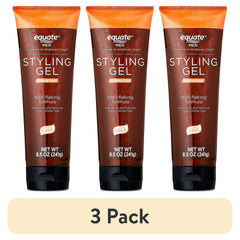 (3 pack) Equate Men Styling Gel for Strong Hold and Shine with Non-flaking Formula, 8.5 oz, Compare to American Crew®