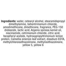 Conditioner ingredients list label on package