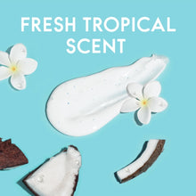 White shampoo gel with floral accents and small blue specks